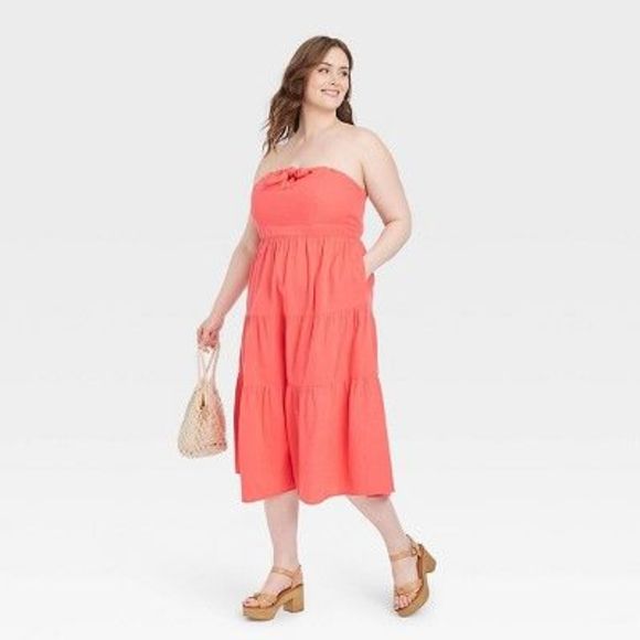 Women's Strapless Sundress - Universal Thread Red 2X - Picture 2 of 2